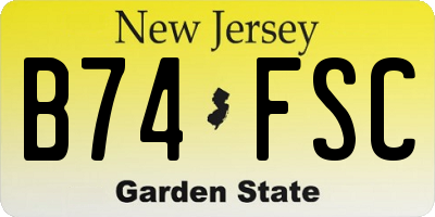 NJ license plate B74FSC