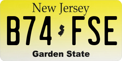 NJ license plate B74FSE