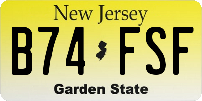 NJ license plate B74FSF