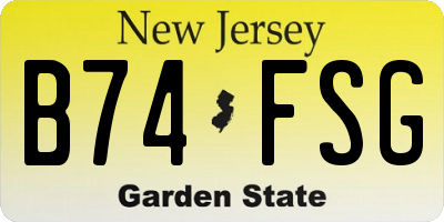 NJ license plate B74FSG