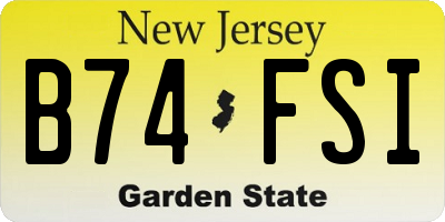 NJ license plate B74FSI