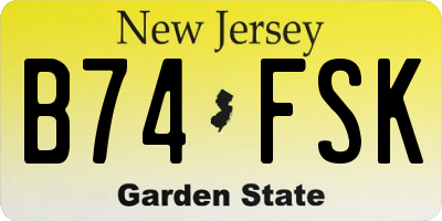 NJ license plate B74FSK