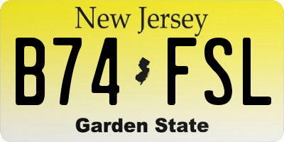 NJ license plate B74FSL