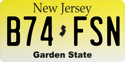 NJ license plate B74FSN
