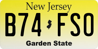 NJ license plate B74FSO