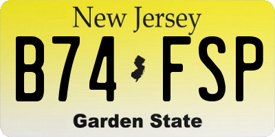 NJ license plate B74FSP