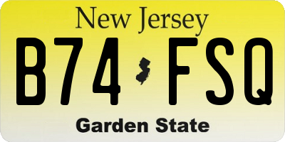 NJ license plate B74FSQ