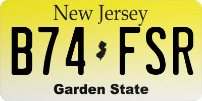 NJ license plate B74FSR