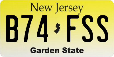 NJ license plate B74FSS