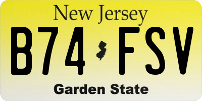 NJ license plate B74FSV