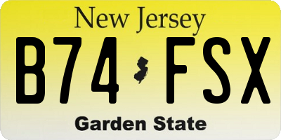 NJ license plate B74FSX