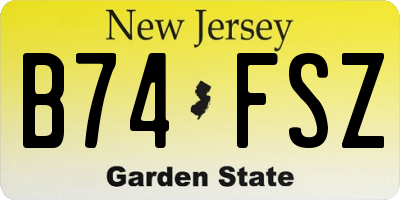 NJ license plate B74FSZ
