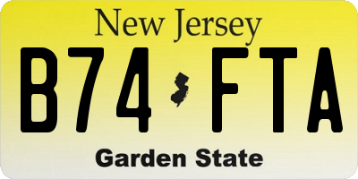 NJ license plate B74FTA