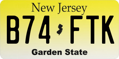 NJ license plate B74FTK