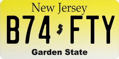 NJ license plate B74FTY