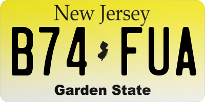 NJ license plate B74FUA