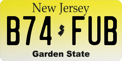 NJ license plate B74FUB