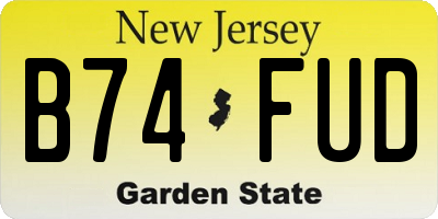 NJ license plate B74FUD