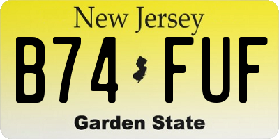 NJ license plate B74FUF