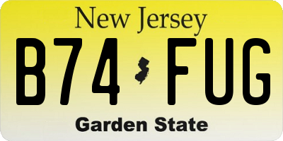 NJ license plate B74FUG