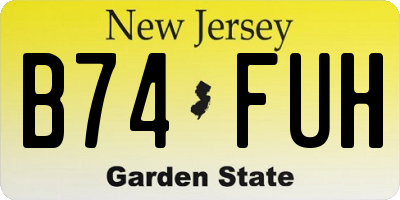 NJ license plate B74FUH