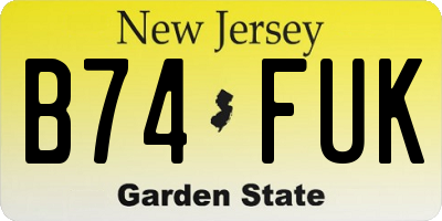 NJ license plate B74FUK