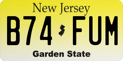 NJ license plate B74FUM