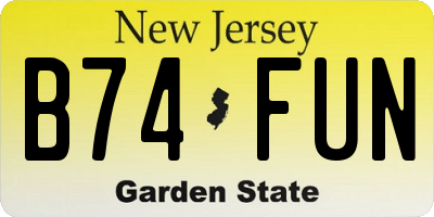 NJ license plate B74FUN