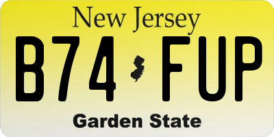 NJ license plate B74FUP
