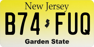 NJ license plate B74FUQ