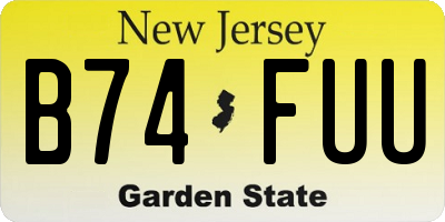 NJ license plate B74FUU