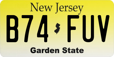 NJ license plate B74FUV