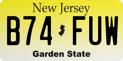 NJ license plate B74FUW