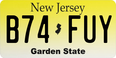NJ license plate B74FUY