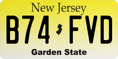 NJ license plate B74FVD