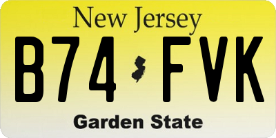 NJ license plate B74FVK