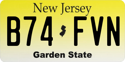 NJ license plate B74FVN