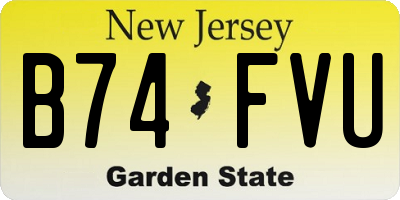NJ license plate B74FVU