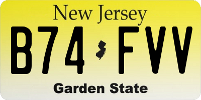 NJ license plate B74FVV