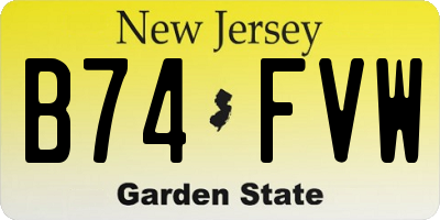 NJ license plate B74FVW