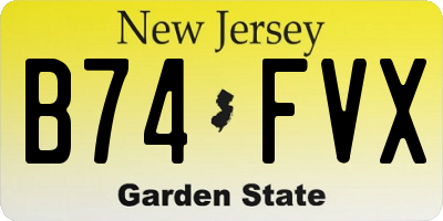 NJ license plate B74FVX