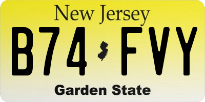 NJ license plate B74FVY