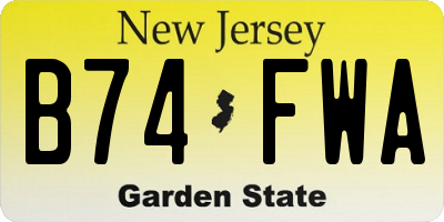 NJ license plate B74FWA