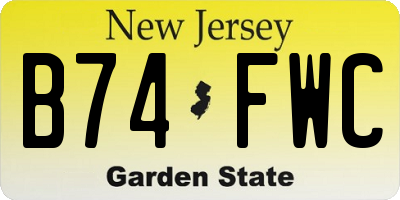 NJ license plate B74FWC