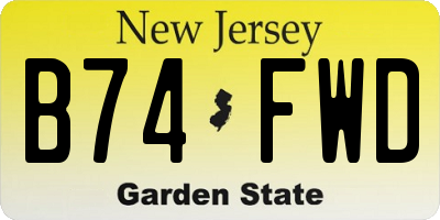 NJ license plate B74FWD