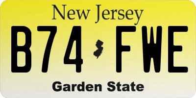 NJ license plate B74FWE