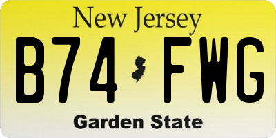 NJ license plate B74FWG