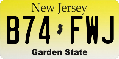 NJ license plate B74FWJ