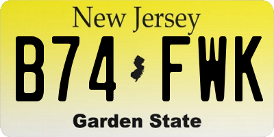 NJ license plate B74FWK