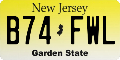 NJ license plate B74FWL